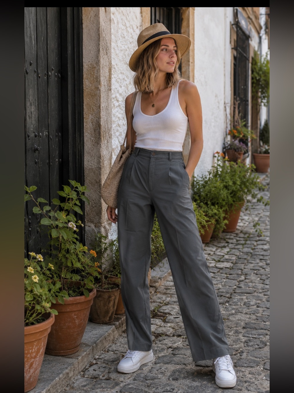 Vintage Levi's sportswear High-Rise Wide Leg Pants in Charcoal Gray